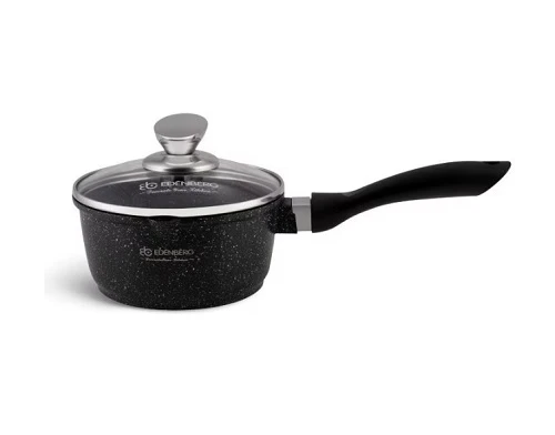 Cratita  aluminiu marmurat  cu capac sticla Edenberg 16 Cm 1.3l